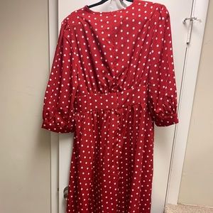 Maxi red polka dot dress